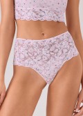 Дамска бразилиана с висока талия от щампована дантела INFIORE 4298 Blossom Rosa