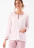 Дамска памучна пижама с копчета INFIORE 4235 Wildlove, yogurt/ rosa